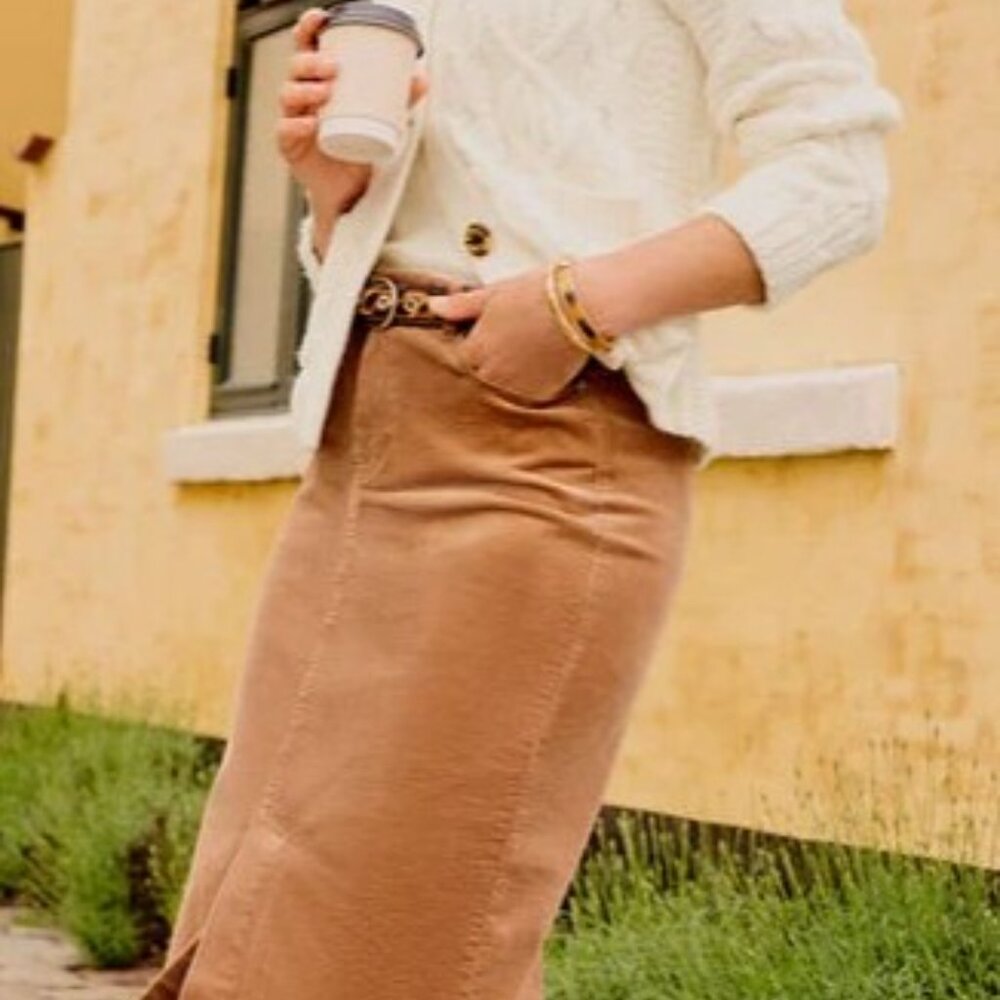 Talbots Corduroy A‑Line Midi Skirt – Almond Buff, Petite 4